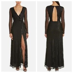 THE JETSET DIARIES Fiesta Faux Wrap Maxi Dress Black Sequin & Beaded XS